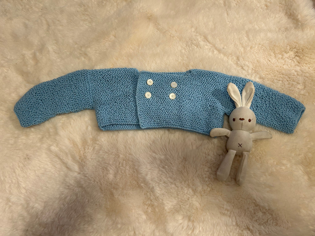 Chaquetita de Punto Azul con Doble Botonadura para Bebé