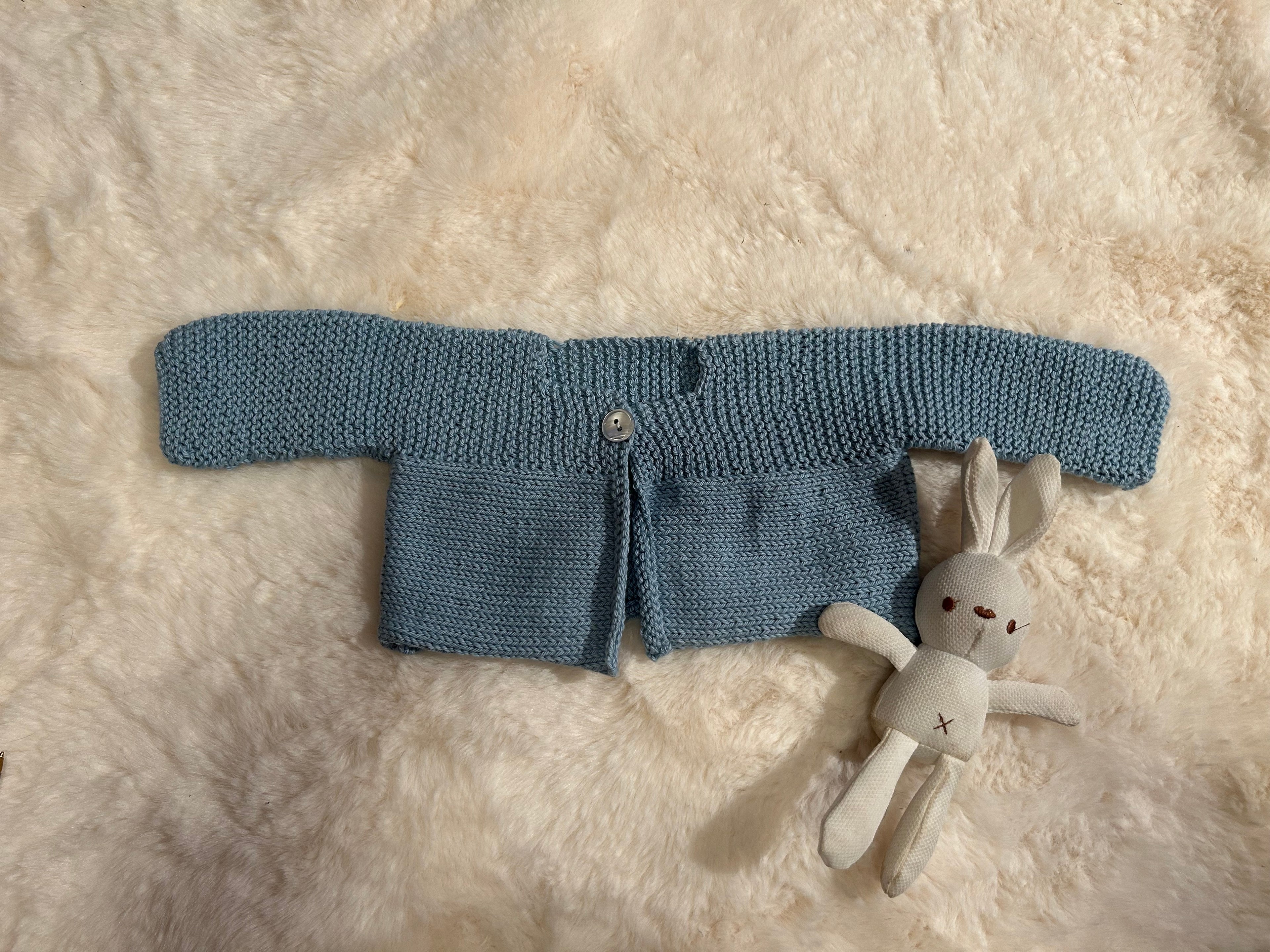 Chaquetita de Punto Azul Acero Manga Larga para Bebé