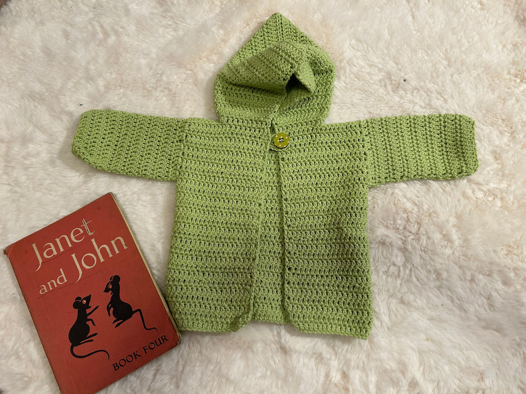 Chaqueta con Capucha de Ganchillo Verde Pistacho