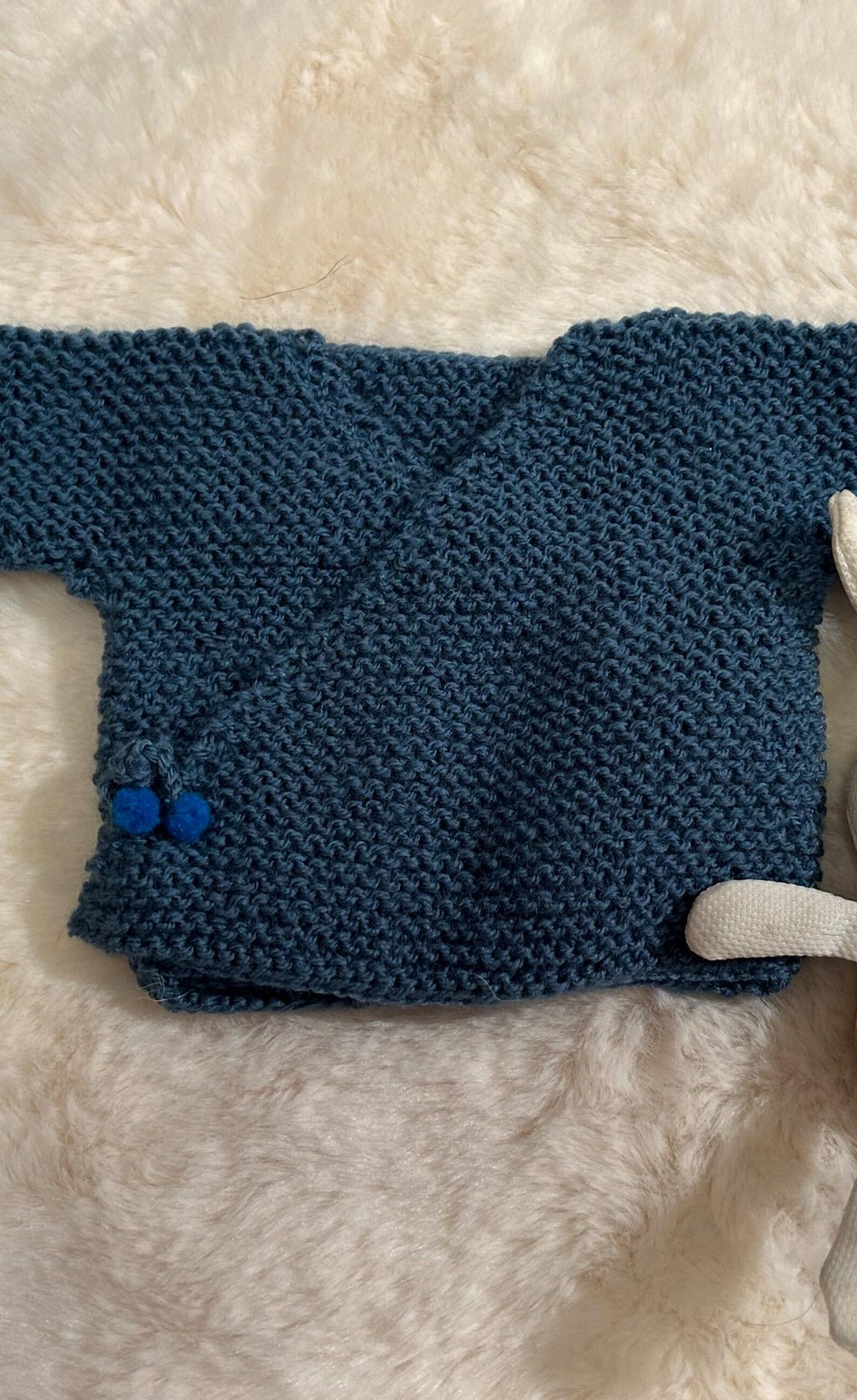 Jersey de Punto Azul Acero Estilo Kimono para Recién Nacido