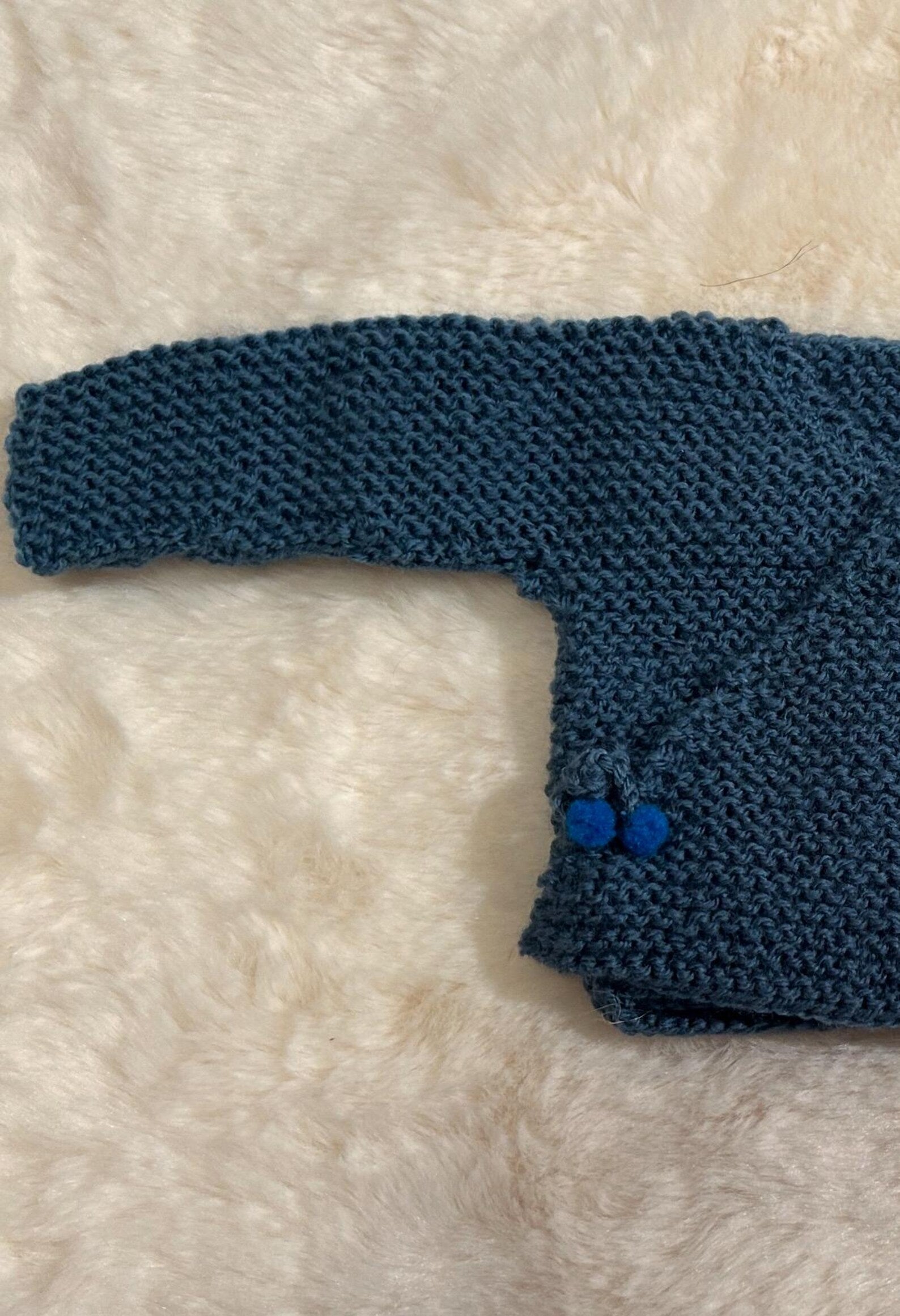 Jersey de Punto Azul Acero Estilo Kimono para Recién Nacido