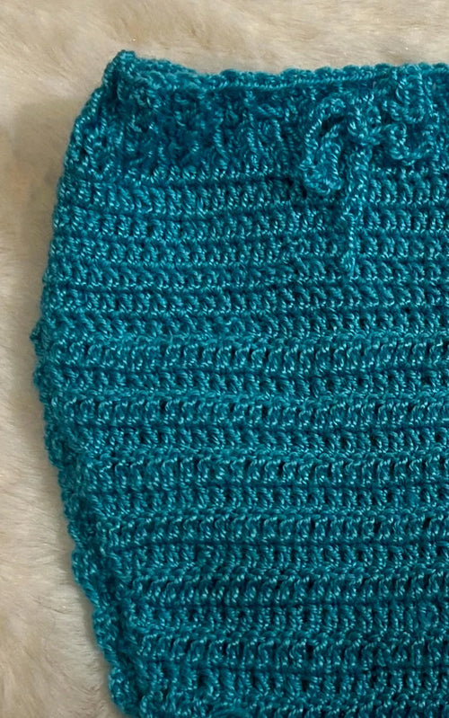 Braguita Cubre Pañal de Ganchillo Azul Turquesa para Recién Nacido
