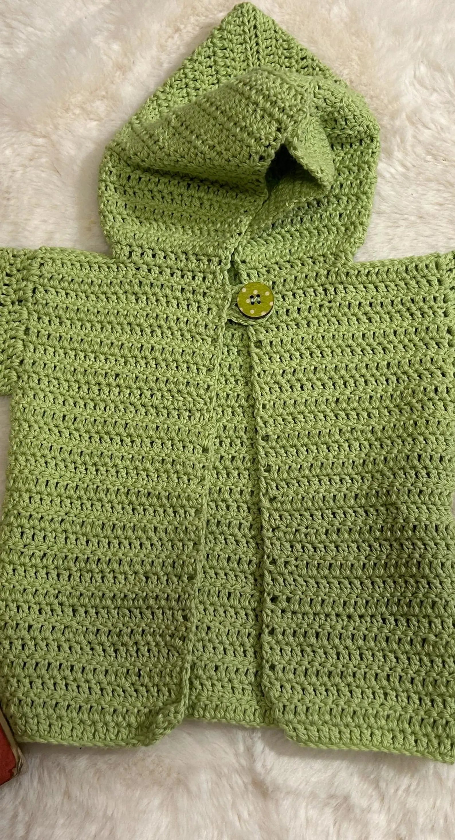 Chaqueta con Capucha de Ganchillo Verde Pistacho