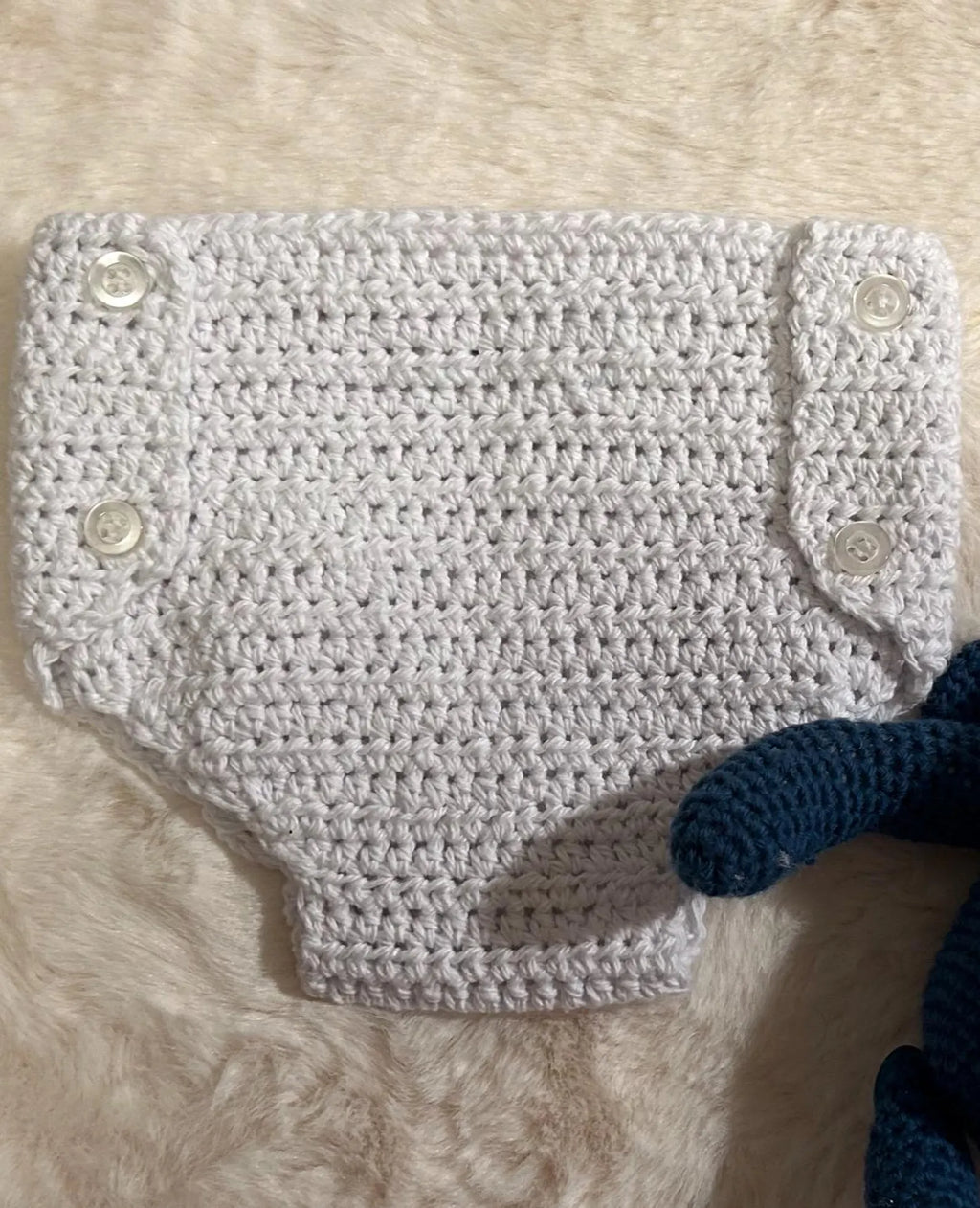 Braguita Cubre Pañal de Ganchillo Blanco con Botones para Bebé