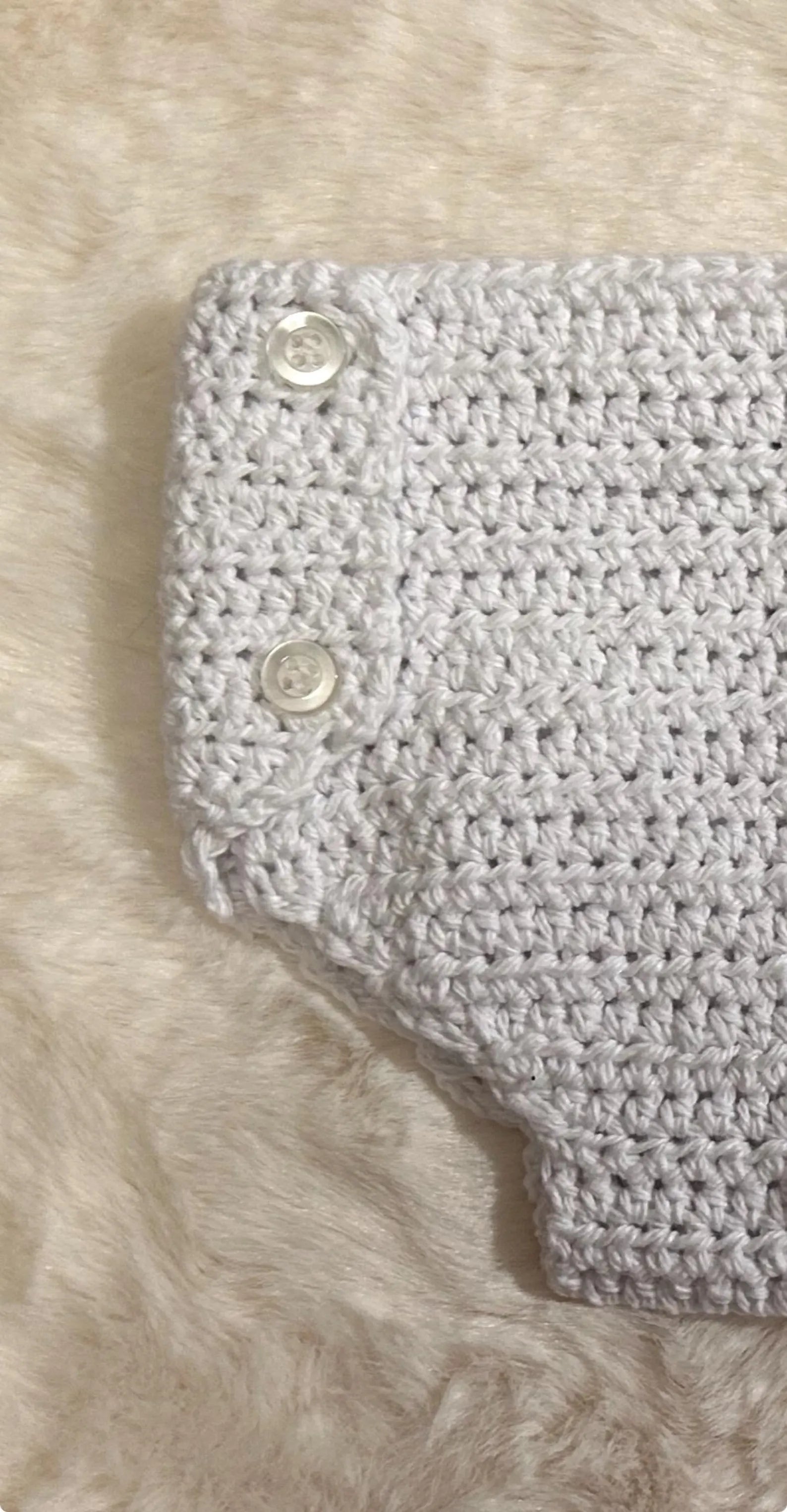 Braguita Cubre Pañal de Ganchillo Blanco con Botones para Bebé